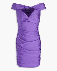 Maje Off-the-shoulder cutout twisted satin-jersey mini dress - Purple Purple