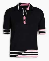 Moschino Striped cotton-blend polo sweater - Black Black