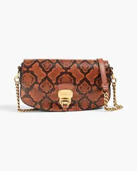 TOD'S Aoj Tracollina Demi-Lune snake-print leather cross-body bag - Brown Brown