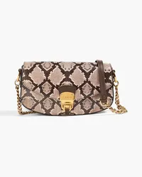 TOD'S Aoj Tracollina Demi-Lune snake-print leather cross-body bag - Brown Brown