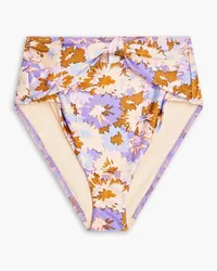 Zimmermann Knotted printed high-rise bikini briefs - Purple Purple