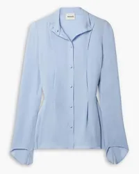 KHAITE Miles pleated silk-crepe shirt - Blue Blue