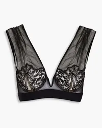 I.D. SARRIERI Embroidered tulle bra - Black Black