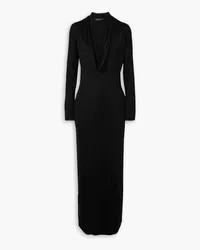 Versace Draped duchesse-satin maxi dress - Black Black