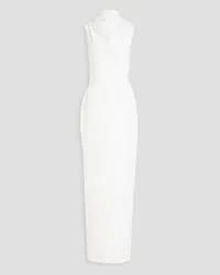 RASARIO Draped lace-paneled crepe gown - White White