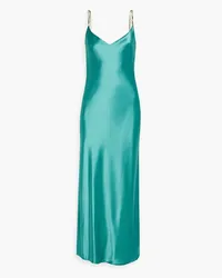 GALVAN Chain-trimmed satin maxi slip dress - Blue Blue