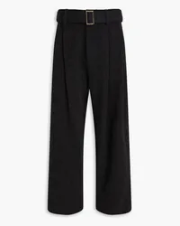 Emporio Armani Belted wool-blend twill pants - Gray Gray