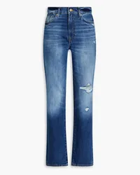 7 for all mankind Logan Stovepipe distressed high-rise straight-leg jeans - Blue Blue