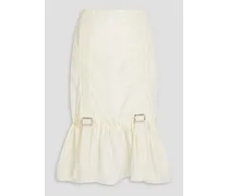 Buckled taffeta midi skirt - White