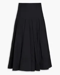 Valentino Garavani Pleated cotton and silk-blend crepe midi skirt - Black Black