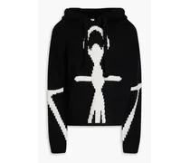 Intarsia wool hoodie - Black