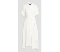 Linen-blend gauze midi shirt dress - White