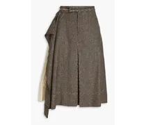 Embroidered striped herringbone wool shorts - Neutral