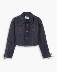 Jean Paul Gaultier Oversized lace-up topstitched denim jacket - Blue Blue