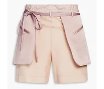 Layered hammered-satin shorts - Pink