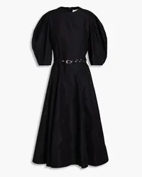 3.1 phillip lim Belted cotton-blend poplin midi dress - Black Black