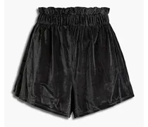 Ribbed velvet shorts - Black