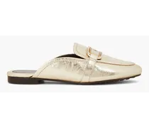 Georgia embellished metallic leather slippers - Metallic