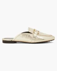 Tory Burch Georgia embellished metallic leather slippers - Metallic Metallic