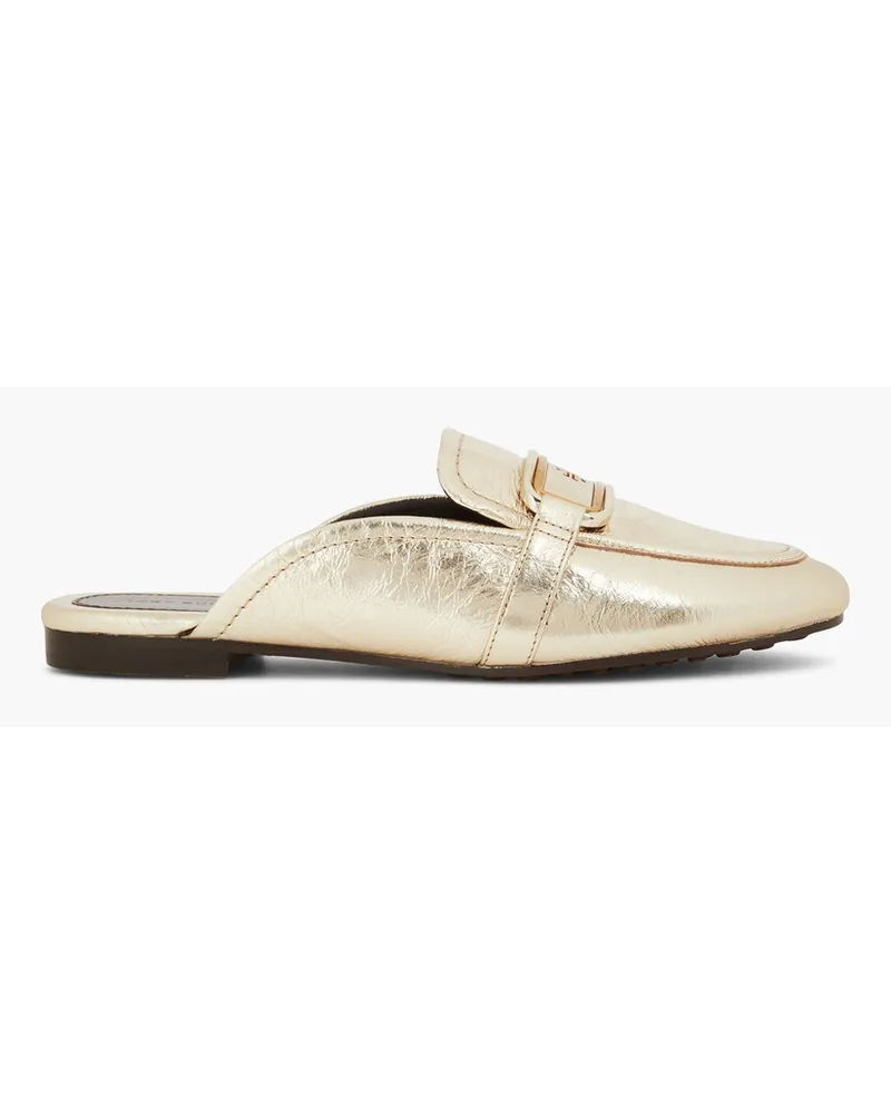 Tory Burch Georgia embellished metallic leather slippers - Metallic Metallic