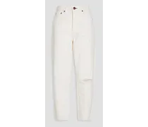 Alissa distressed high-rise straight-leg jeans - White