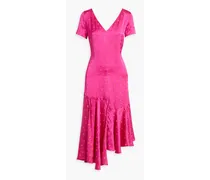 Asymmetric satin-jacquard dress - Pink