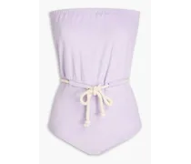 Victor cotton-blend terry bandeau swimsuit - Purple