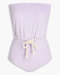 Lisa Marie Fernandez Victor cotton-blend terry bandeau swimsuit - Purple Purple