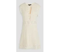 Crocheted cotton-blend mini dress - White