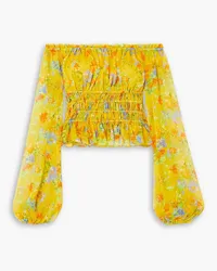 Caroline Constas Sage off-the-shoulder floral-print silk-chiffon top - Yellow Yellow