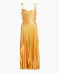 Derek Lam Rochelle pleated satin-crepe midi dress - Yellow Yellow