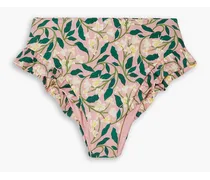 Jengibre ruffled floral-print bikini bottoms - Pink