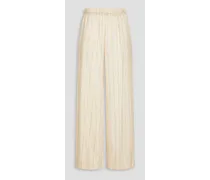 Nadine Harper striped silk wide-leg pants - White