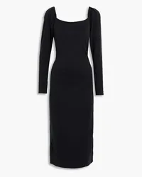 Joie Marianna gathered Pima cotton-jersey midi dress - Black Black