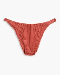 Isa Boulder Jessie ruched metallic stretch-velvet bikini briefs - Red Red