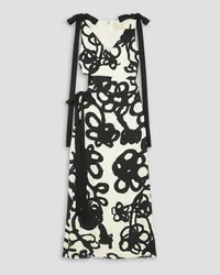 Christopher Kane Ivy tie-detailed cutout floral-print crepe midi dress - White White