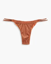 Isa Boulder Wavelink woven stretch-satin bikini briefs - Brown Brown