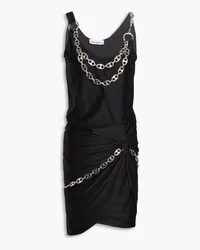 Paco Rabanne Cutout chain-embellished satin-jersey mini dress - Black Black