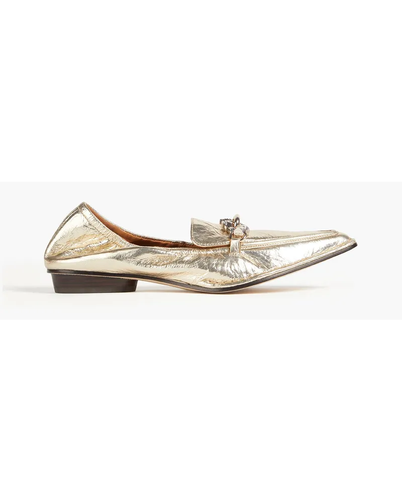 Jessa embellished metallic leather loafers - Metallic