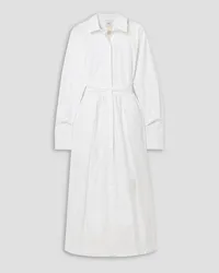 Patou Belted pleated cotton-poplin midi shirt dress - White White