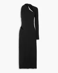 Versace Cutout one-shoulder stretch-jersey midi dress - Black Black