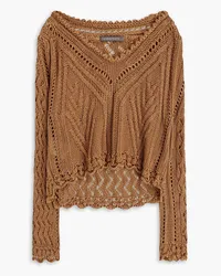 Alberta Ferretti Crocheted linen sweater - Brown Brown