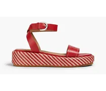 Leather platform sandals - Red