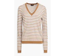 Striped wool-blend sweater - Brown