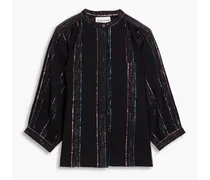 Mimi metallic striped cotton-blend gauze blouse - Black