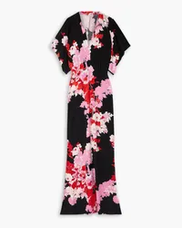 Norma Kamali Obie floral-print stretch-jersey maxi dress - Black Black