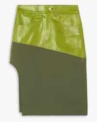 Andersson Bell Sevilla asymmetric leather and cotton-blend twill skirt - Green Green