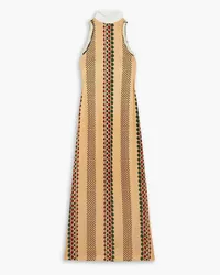 Wales Bonner Tambour pearl-embellished printed satin maxi dress - Orange Orange