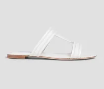 Quilted pebbled-leather sandals - White
