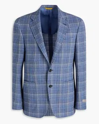 Canali Checked wool-blend crepe blazer - Blue Blue